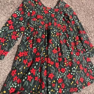 Hanna Andersson Red and Green Floral Long Sleeve dress